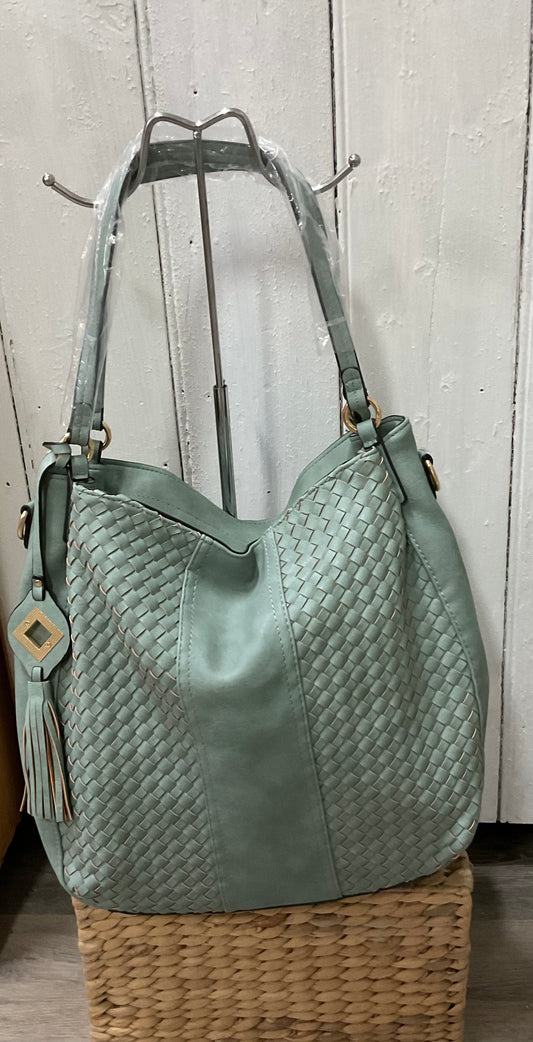 Dusty blue bucket bag