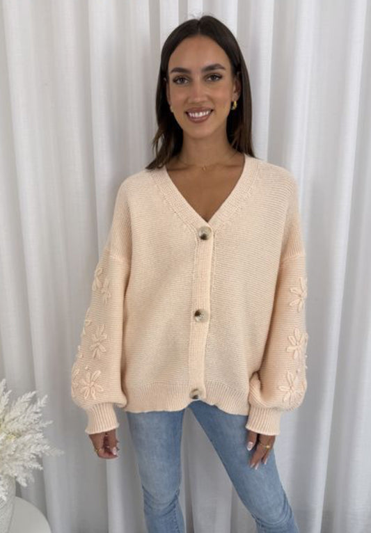 Apricot wool knit cardigan