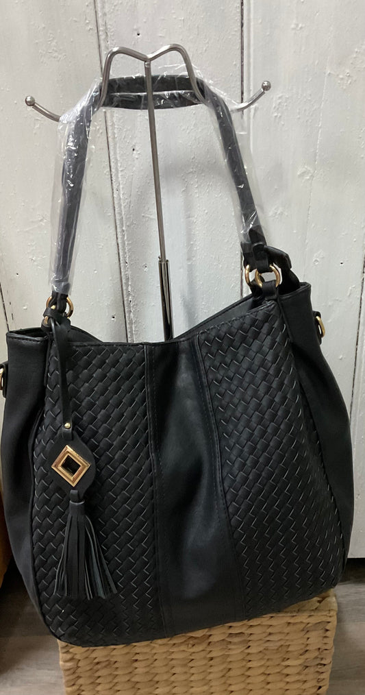 Black bucket bag